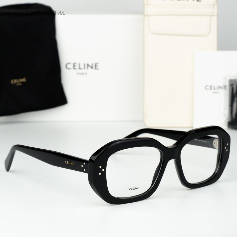 Celine Women Eyeglasses Black Demo Rectangle CL50156I 3 DOTS 001 NEW AUTHENTIC